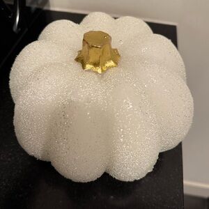 White Glitter Pumpkin Decor battery operated